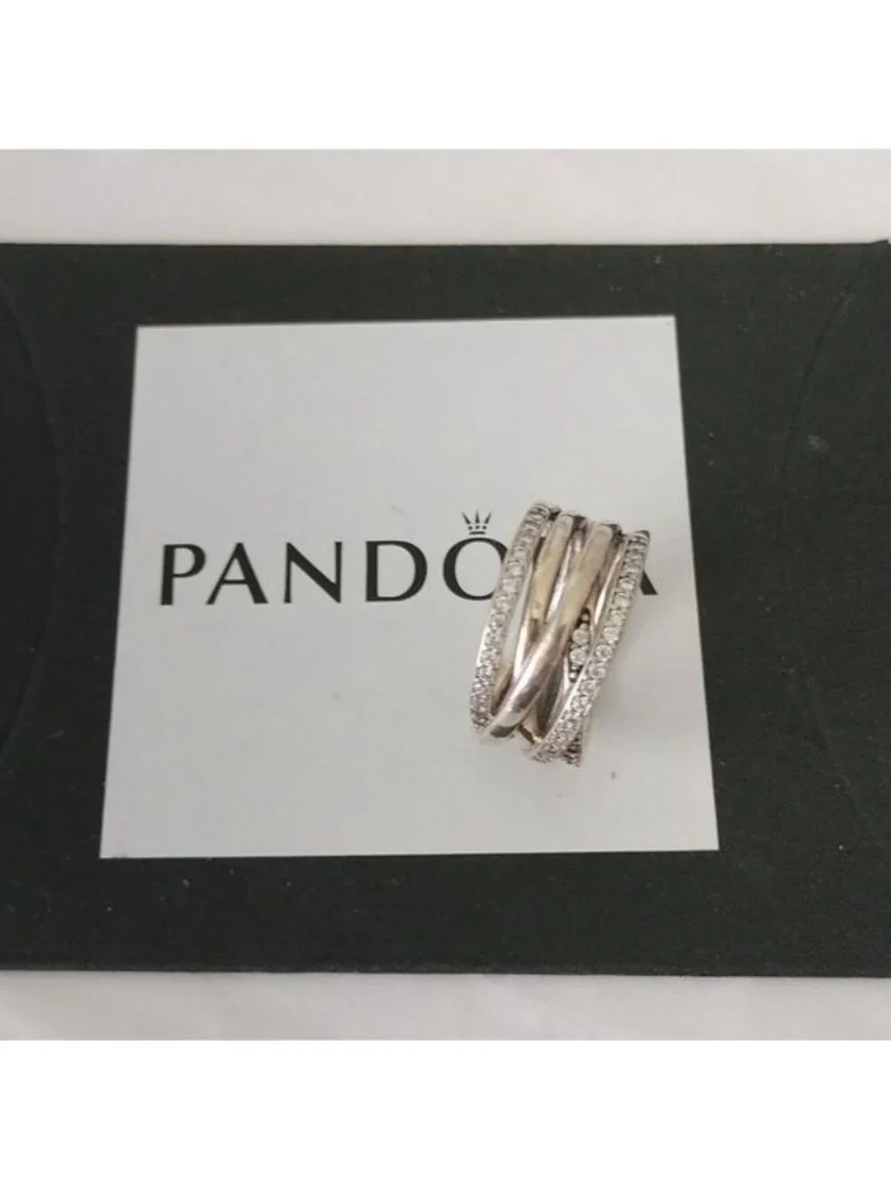 Pandora Sterling Silver Entwined Ring with Zirconia 190919cz, size 52